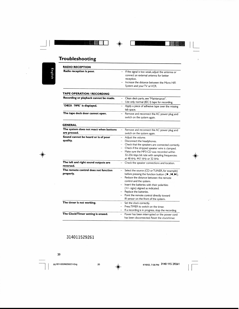 Troubleshooting | Philips MCM25037 User Manual | Page 20 / 20