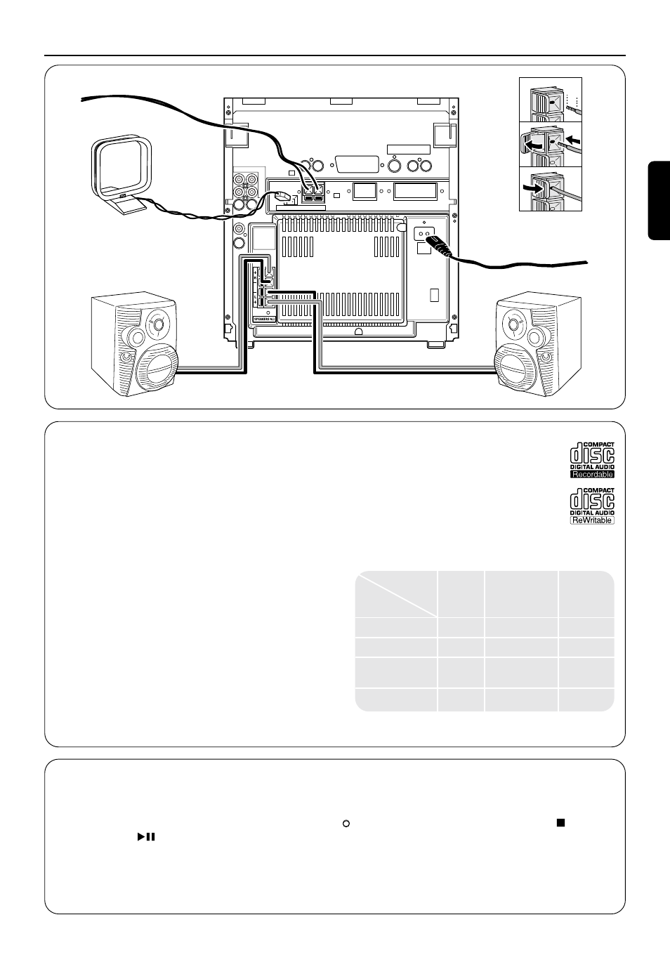 Plug and play, Mode démo, Informations générales | Raccordement au secteur 1, Disques pour l’enregistrement, Disques pour la lecture | Philips FWR33 User Manual | Page 3 / 6