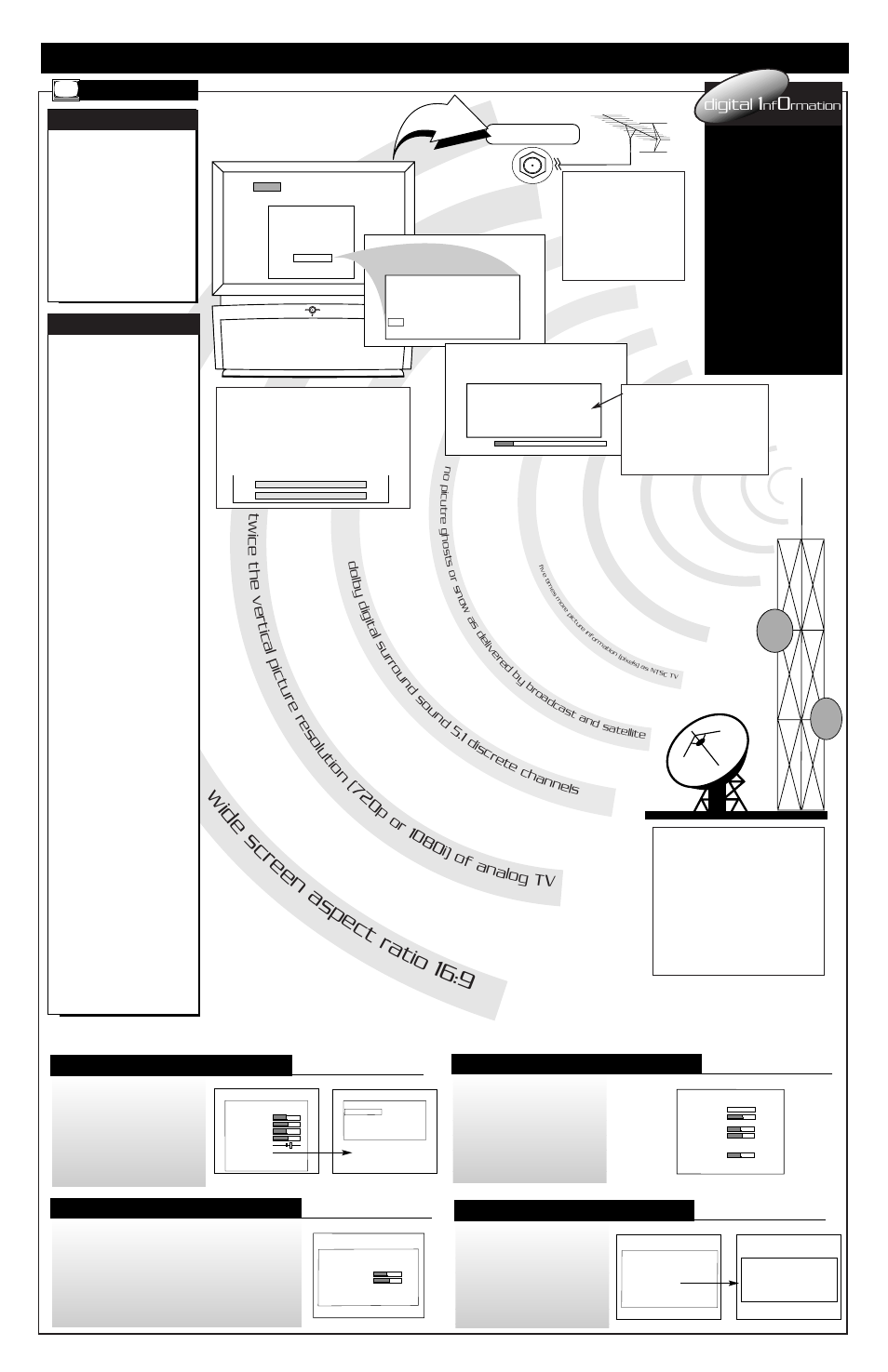 Atsc) m, Wid e sc re en as pe ct rat io 16:9, Igital | Ontrol, Perations, Continued, Atsc m, Digital, Picture menu functions, Speaker menu functions | Philips 64PH990599 User Manual | Page 5 / 8