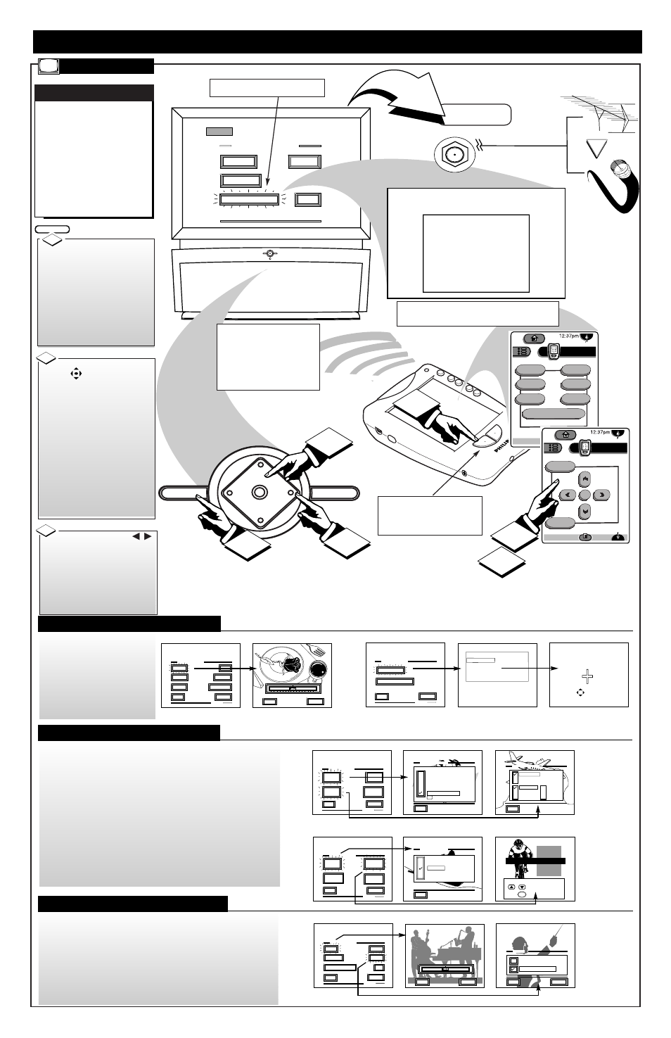 Ntsc) m, Nalog, Ontrol | Perations, Ntsc m, Picture menu functions, Sound menu functions, Features menu functions, Source exit up ch ch down + vol vol – m, Analog | Philips 64PH990599 User Manual | Page 6 / 8