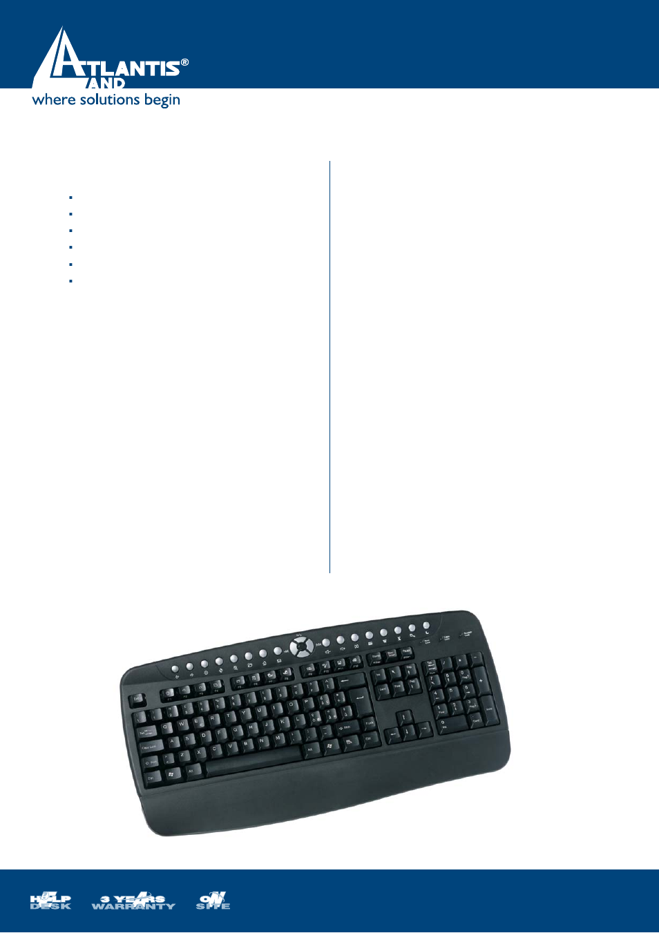 Atlantis Land Multimedia Office Keyboard A04-K201AB User Manual | 2 pages