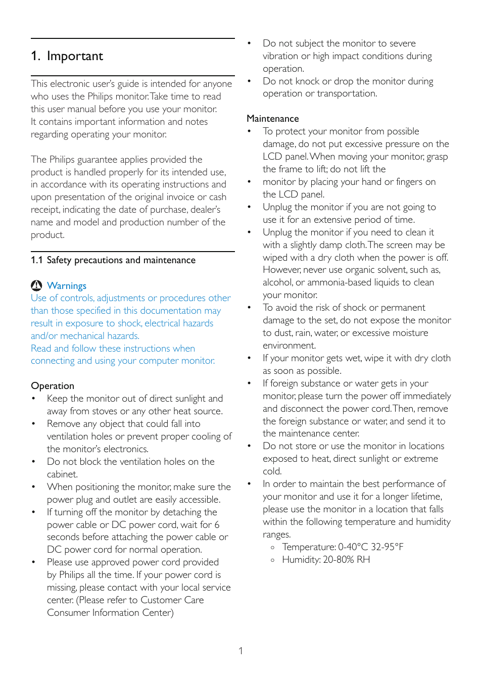 Important | Philips 220B2CS-00 User Manual | Page 3 / 54