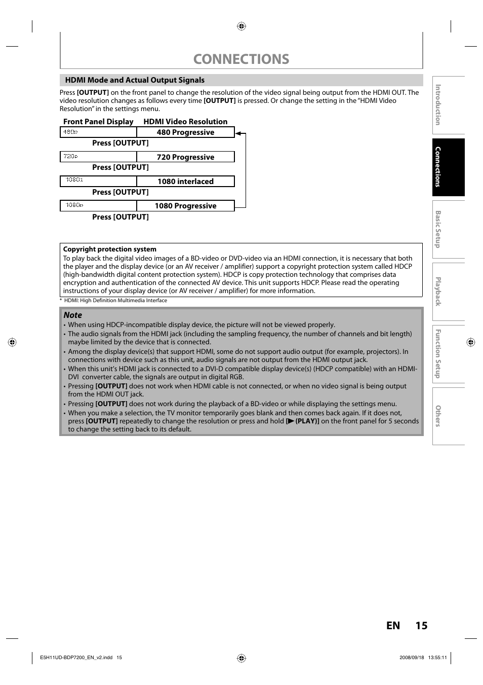 Connections, 15 en | Philips BDP7200-F7E User Manual | Page 15 / 44