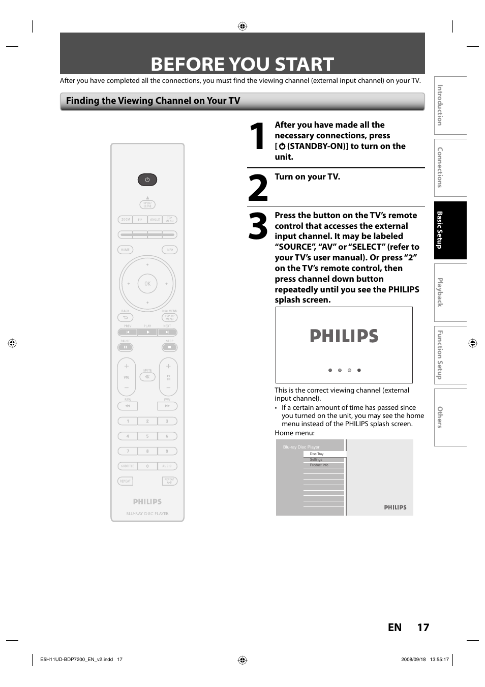 Before you start | Philips BDP7200-F7E User Manual | Page 17 / 44