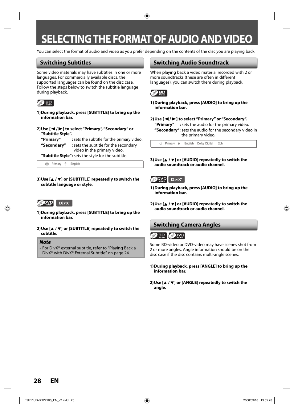 Selecting the format of audio and video, 28 en | Philips BDP7200-F7E User Manual | Page 28 / 44