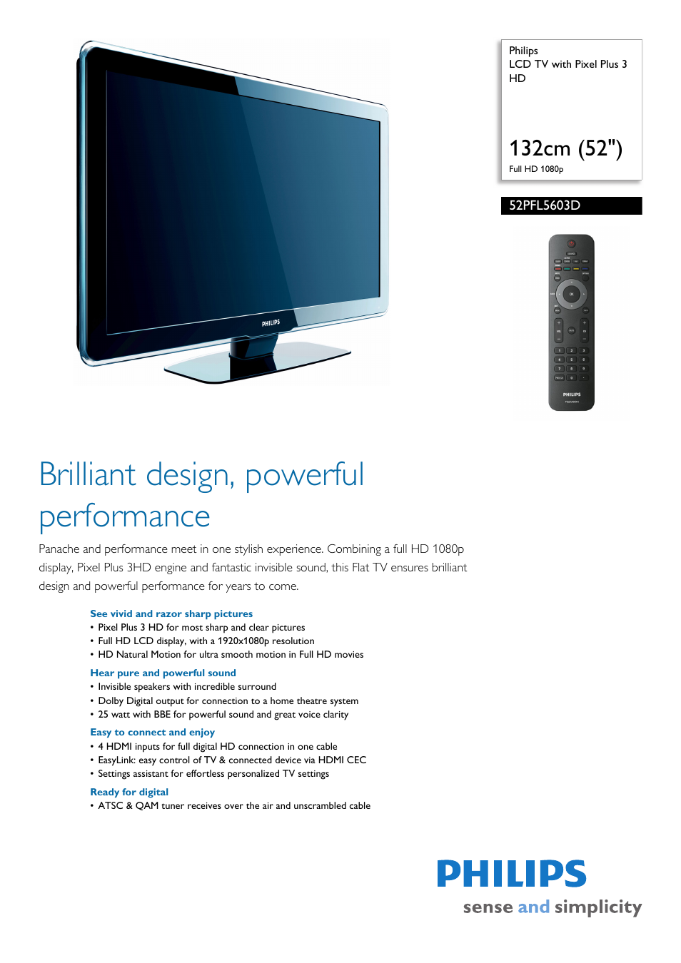 Philips 52PFL5603D-27 User Manual | 3 pages