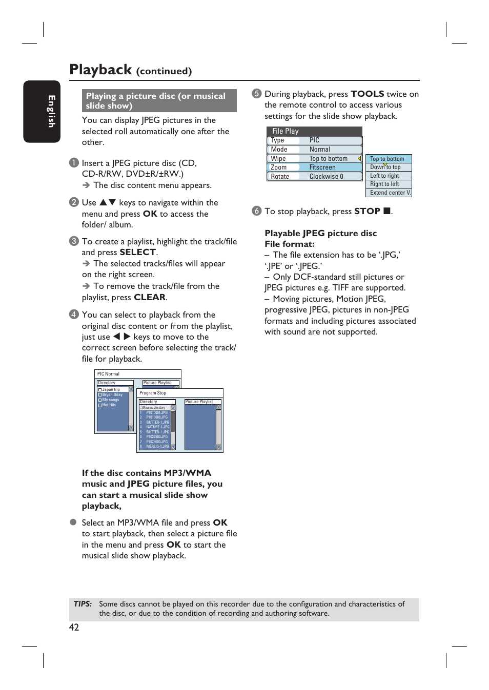 Playback, Continued) | Philips DVDR3400-37B User Manual | Page 42 / 77