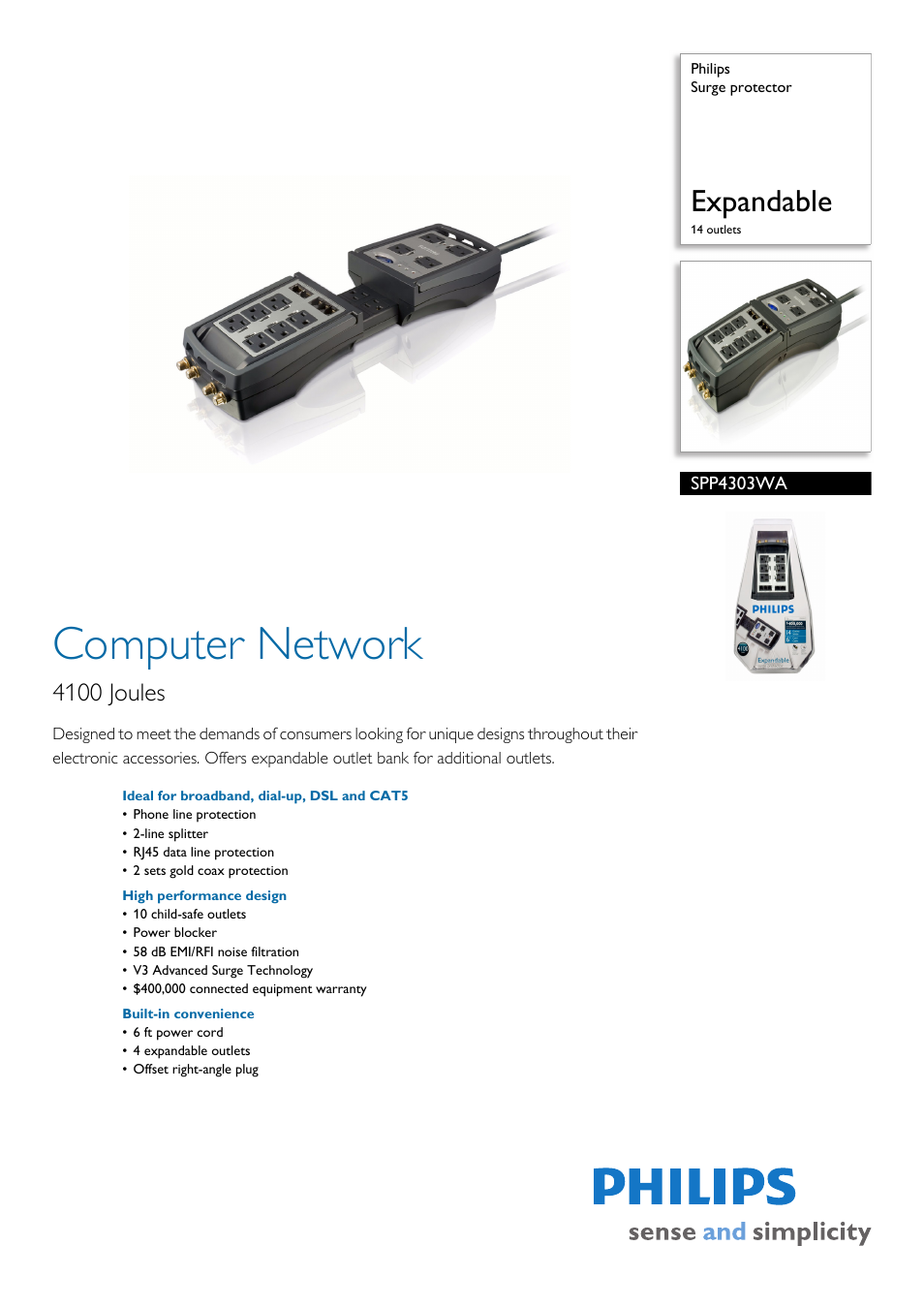 Philips SPP4303WA-17 User Manual | 2 pages