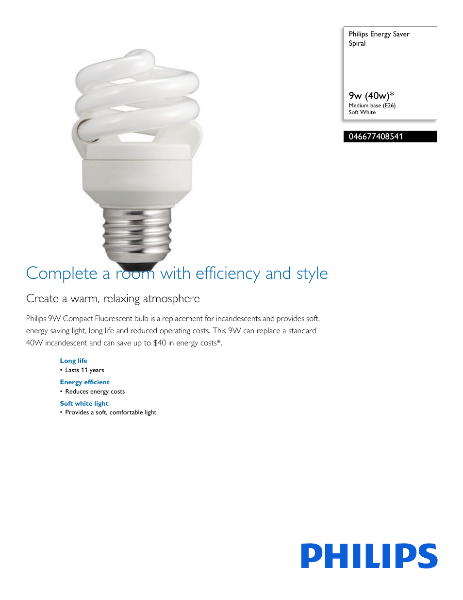 Philips 046677408541 User Manual | 2 pages
