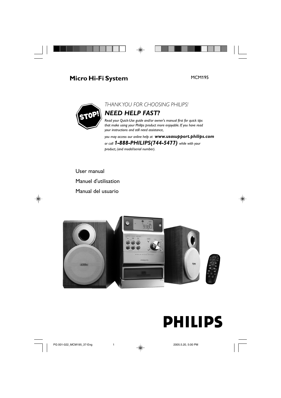 Philips Micro Hi-Fi System MCM195 MP3 User Manual | 22 pages