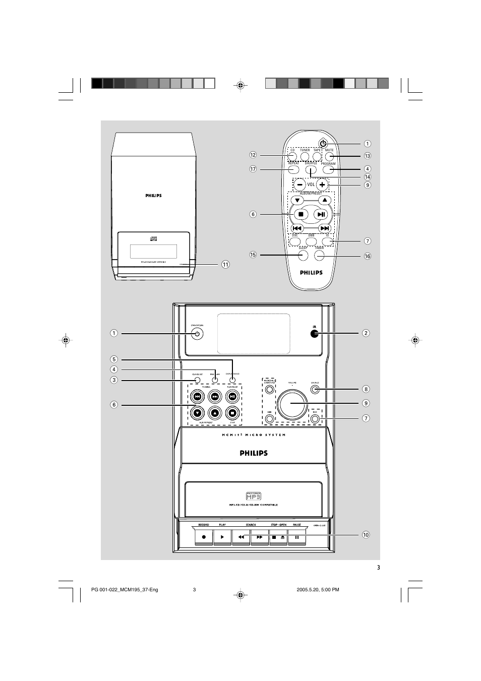 Philips Micro Hi-Fi System MCM195 MP3 User Manual | Page 3 / 22