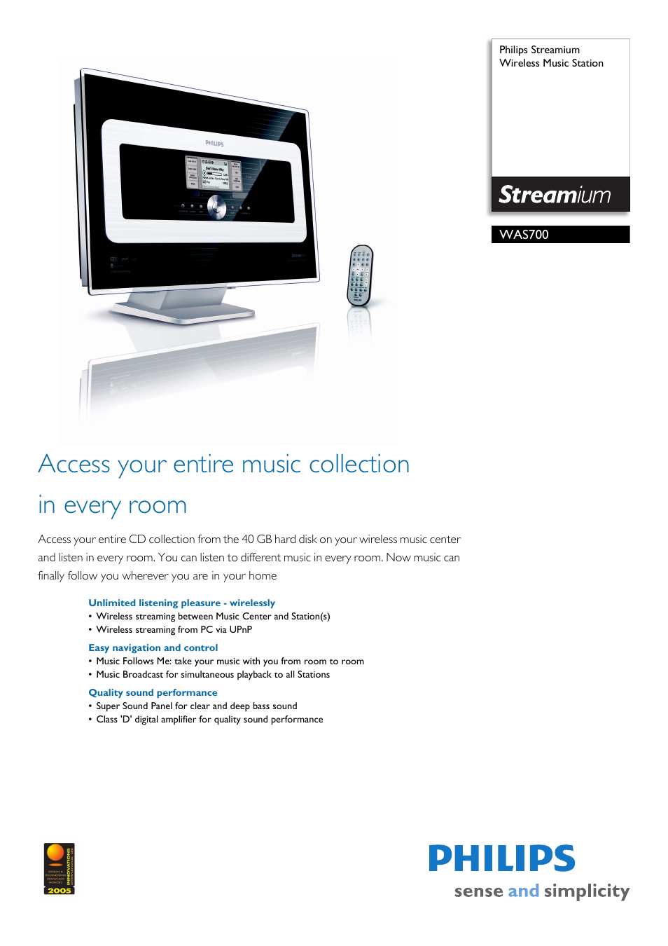 Philips WAS700-37 User Manual | 3 pages