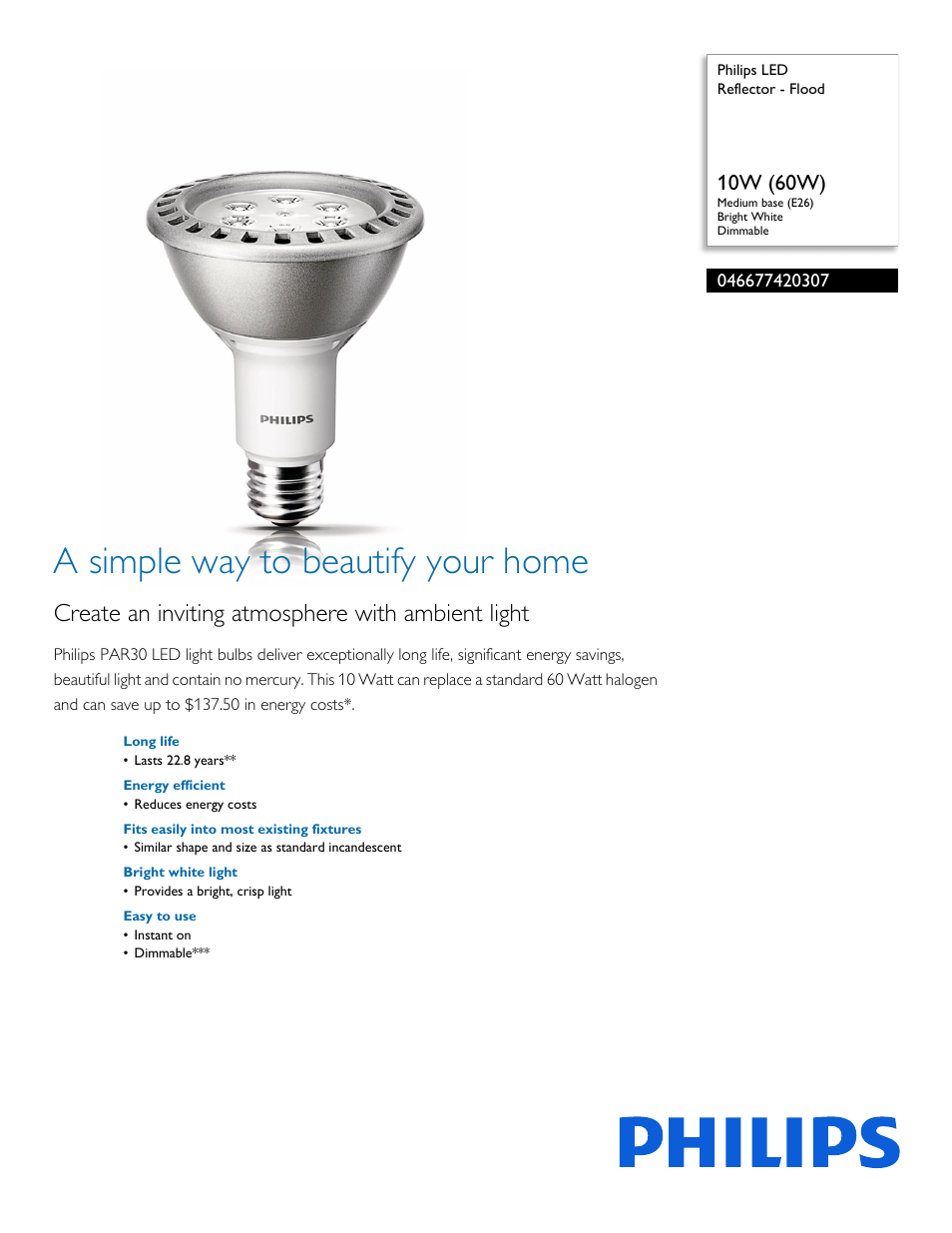 Philips 046677420307 User Manual | 2 pages
