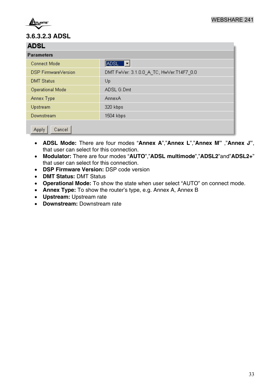 Atlantis Land WebShare 241 ROUTER ADSL2+ A02-RA241 User Manual | Page 39 / 82