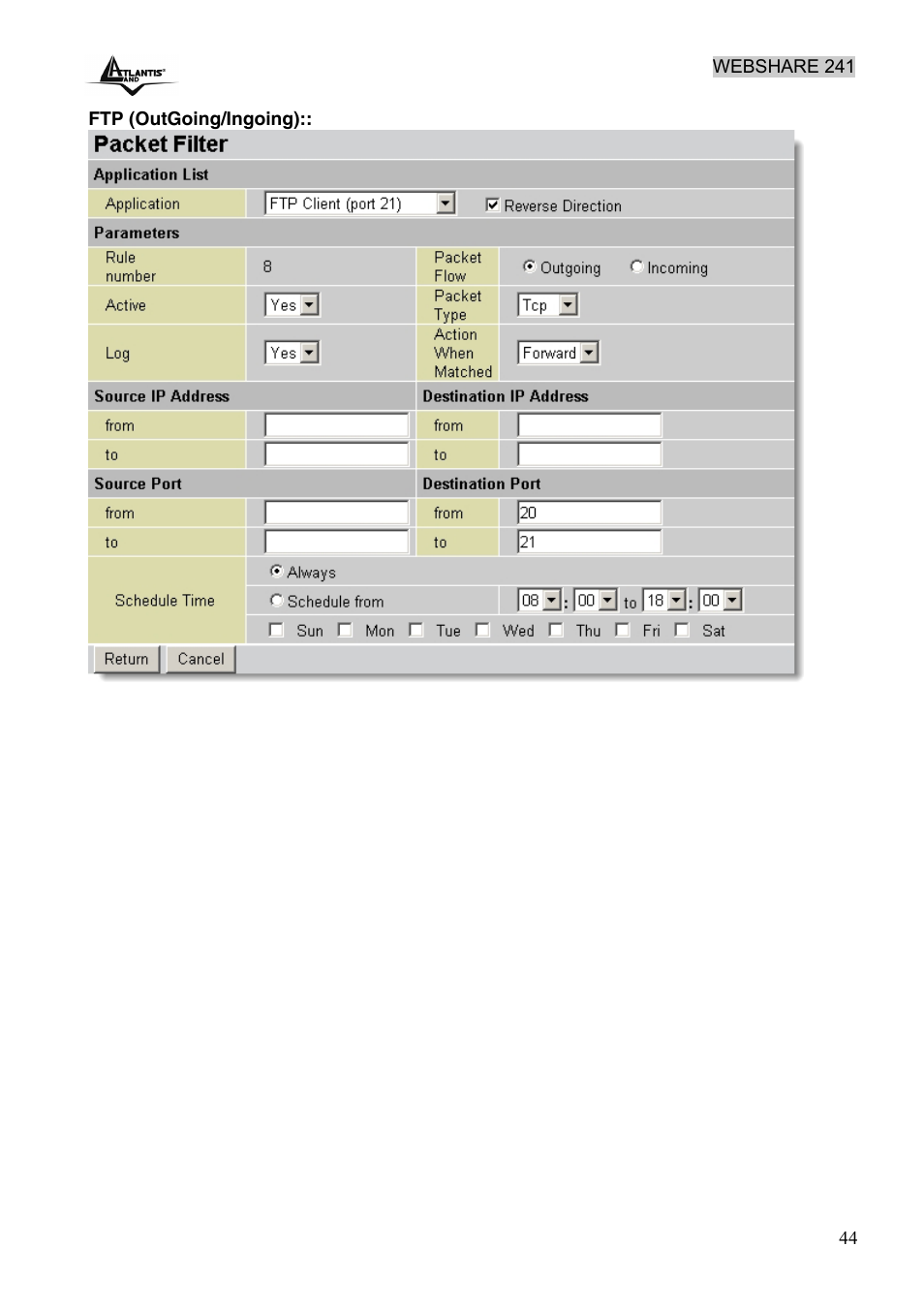 Atlantis Land WebShare 241 ROUTER ADSL2+ A02-RA241 User Manual | Page 50 / 82