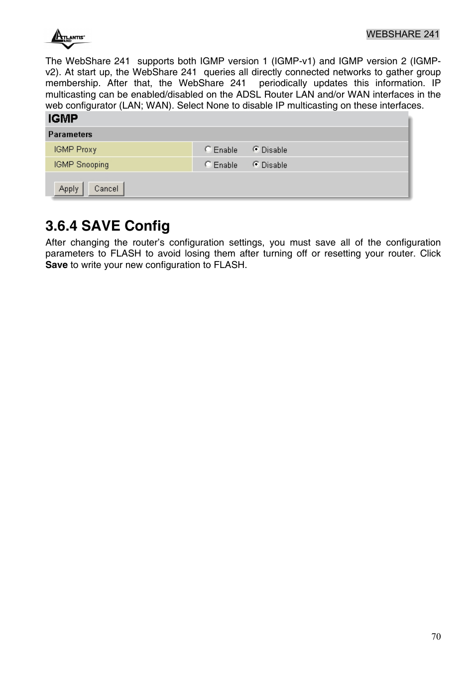 4 save config | Atlantis Land WebShare 241 ROUTER ADSL2+ A02-RA241 User Manual | Page 76 / 82