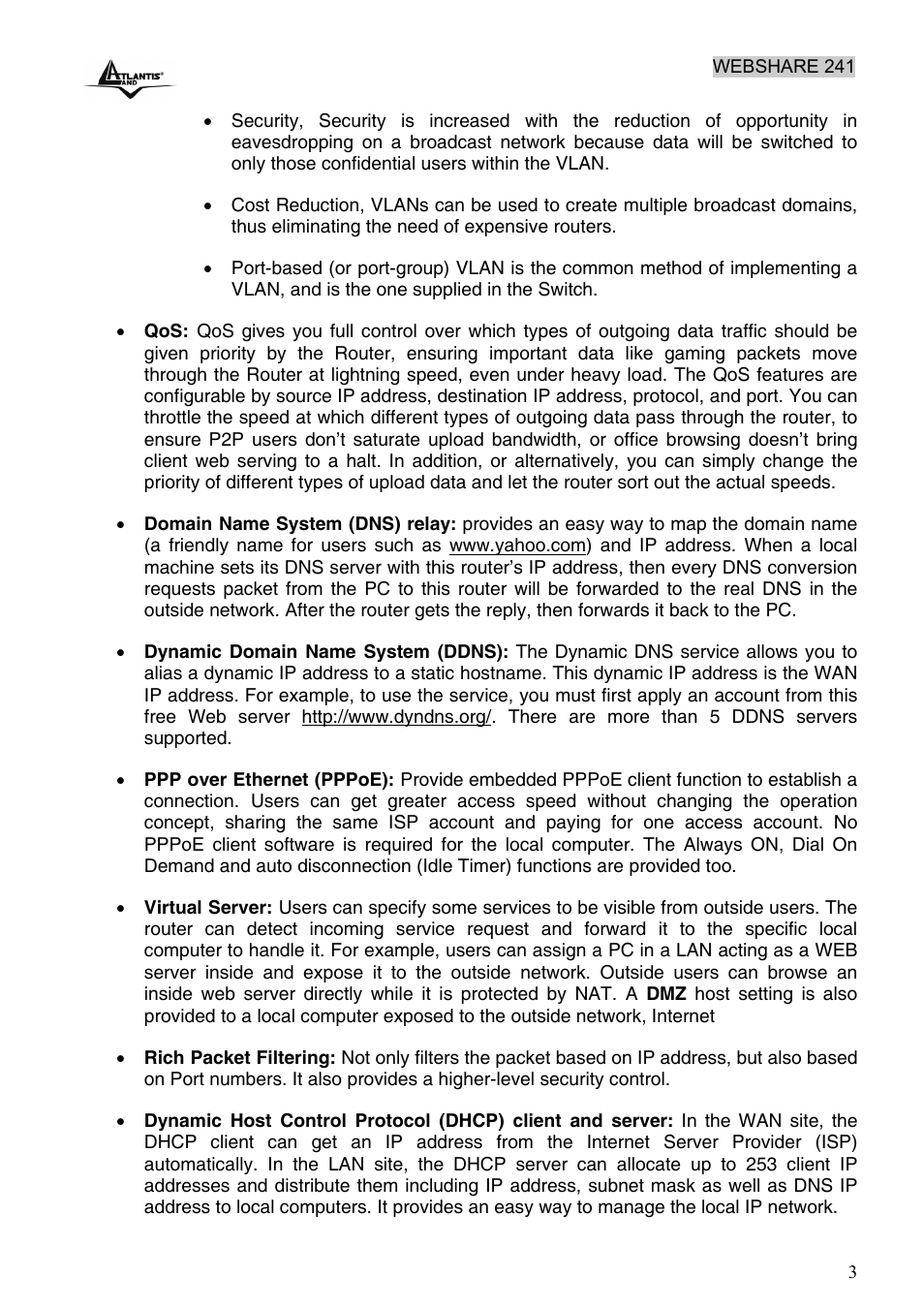 Atlantis Land WebShare 241 ROUTER ADSL2+ A02-RA241 User Manual | Page 9 / 82