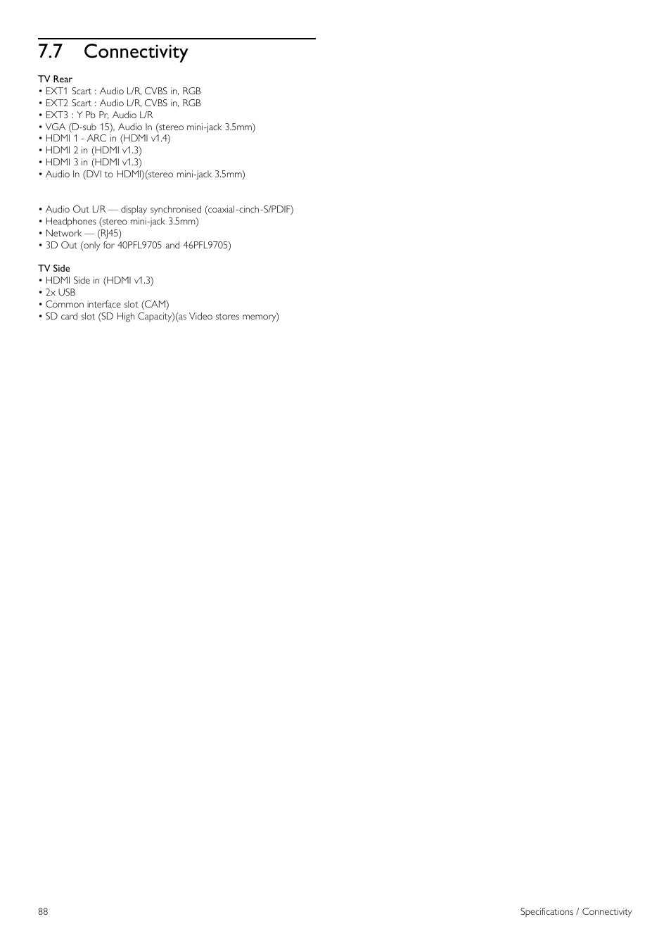 Connectivity, 7 connectivity | Philips 32PFL9705H-12 User Manual | Page 88 / 92