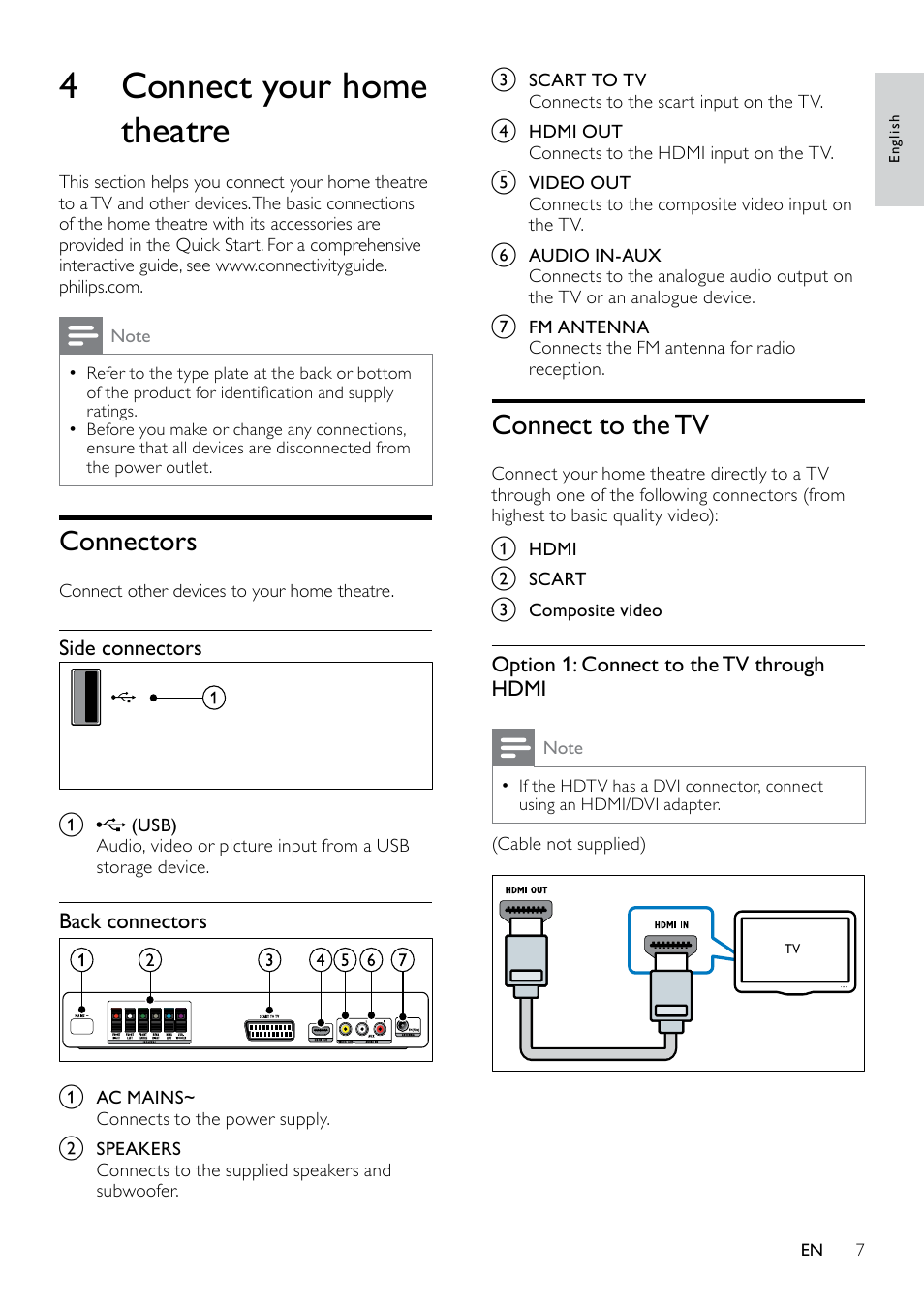 4 connect your home theatre | Philips HTS3530-05 User Manual | Page 9 / 24