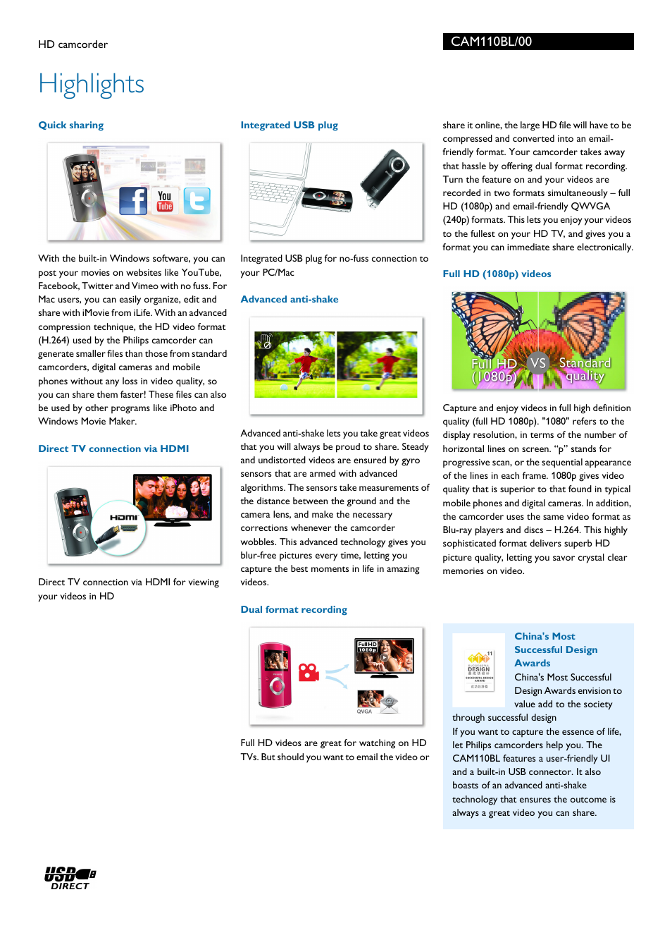 Highlights | Philips CAM110BL-00 User Manual | Page 2 / 3