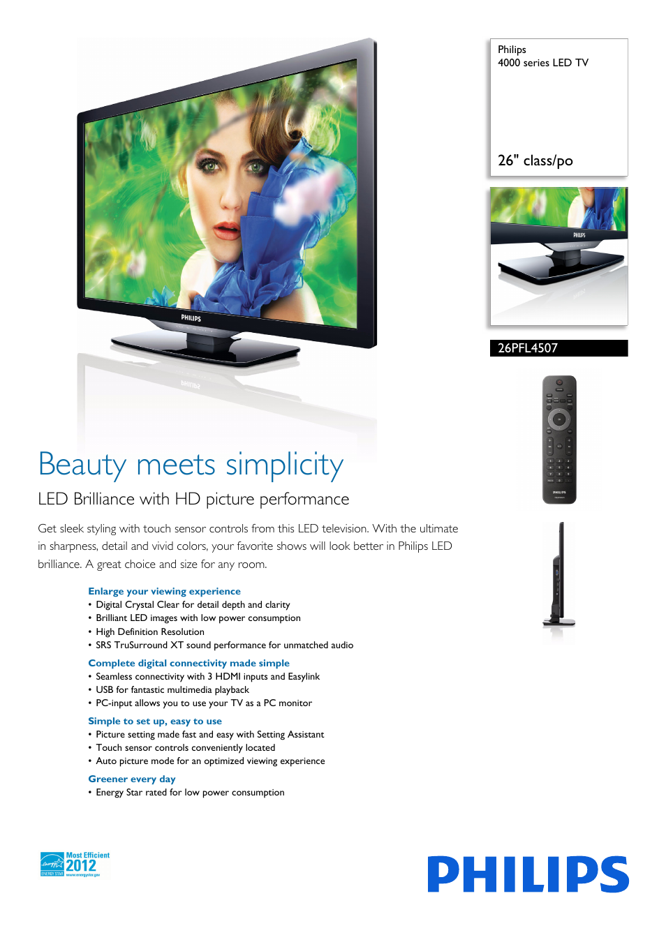 Philips 26PFL4507-F7 User Manual | 3 pages