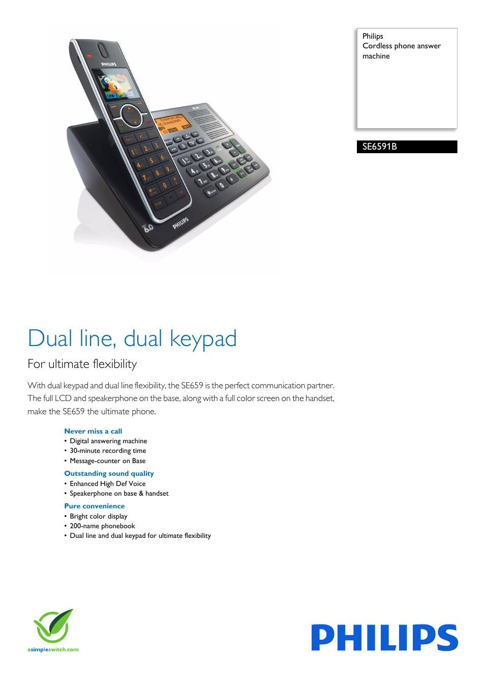 Philips SE6591B-17 User Manual | 2 pages