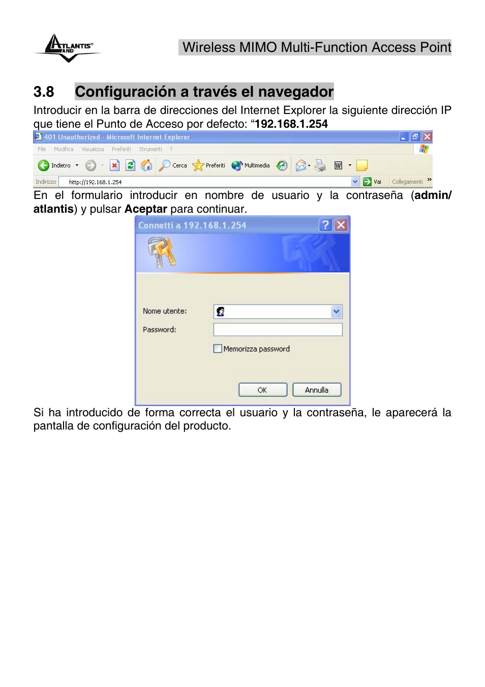 8 configuración a través el navegador | Atlantis Land A02-AP2-W54M_MS01 User Manual | Page 27 / 60