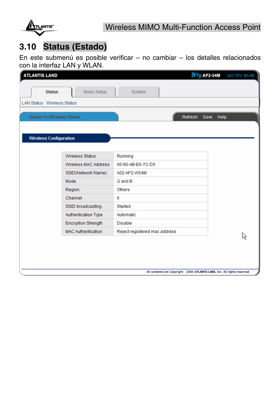 10 status (estado) | Atlantis Land A02-AP2-W54M_MS01 User Manual | Page 32 / 60