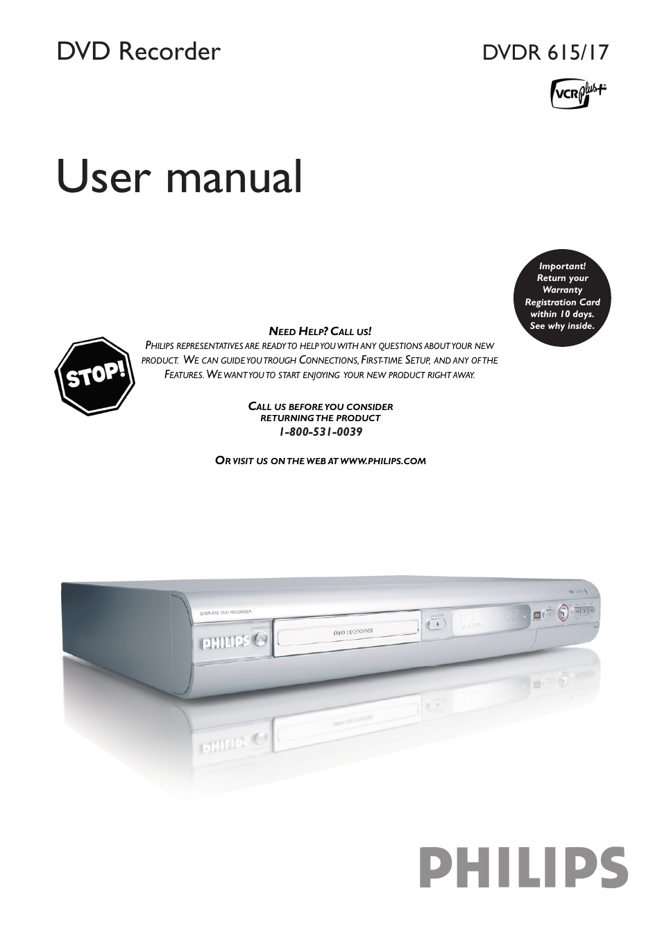 Philips DVDR615-17B User Manual | 189 pages