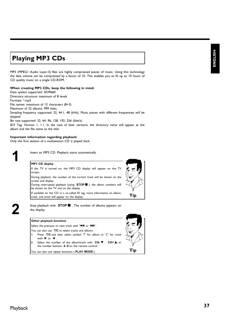 Playing mp3 cds, Playback | Philips DVDR615-17B User Manual | Page 49 / 189