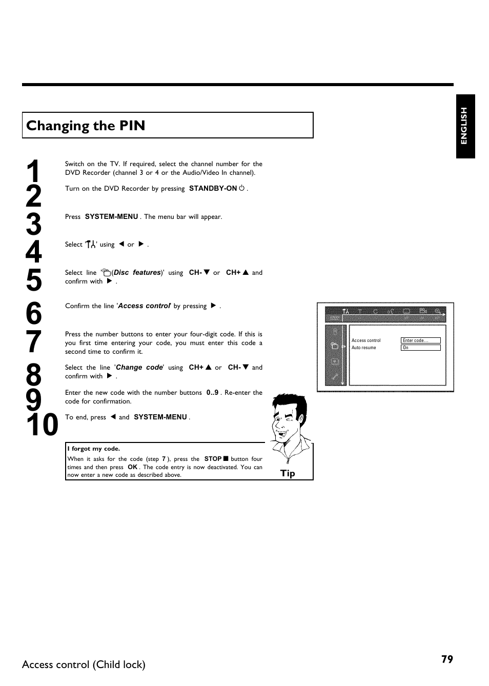Changing the pin | Philips DVDR615-17B User Manual | Page 91 / 189