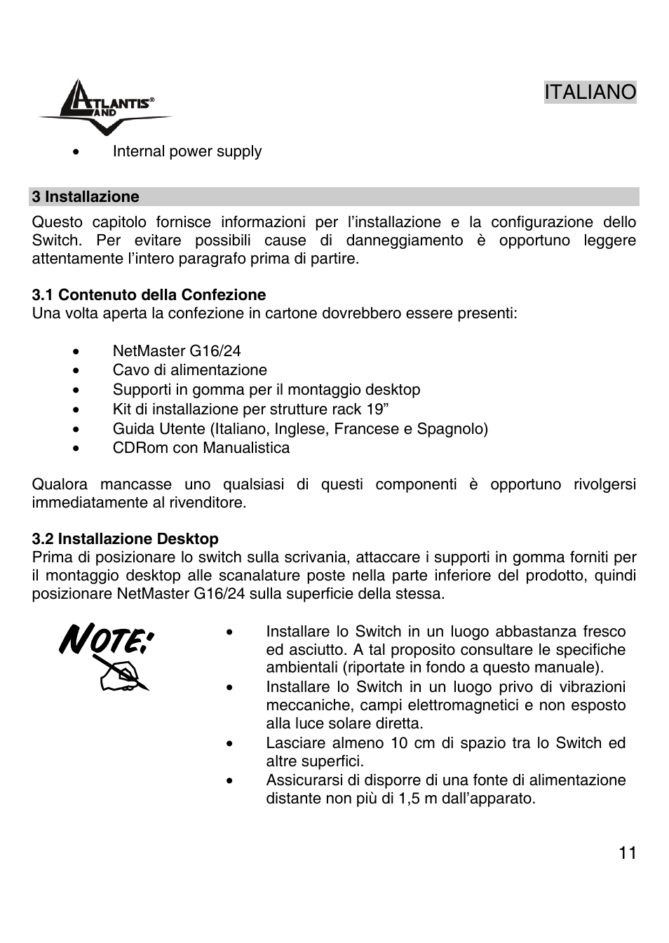 Italiano | Atlantis Land A02-G16 User Manual | Page 10 / 42