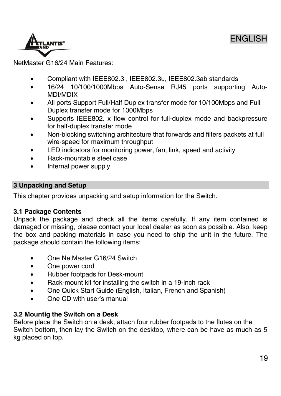English | Atlantis Land A02-G16 User Manual | Page 18 / 42