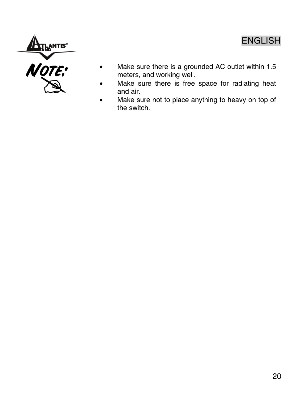 English | Atlantis Land A02-G16 User Manual | Page 19 / 42