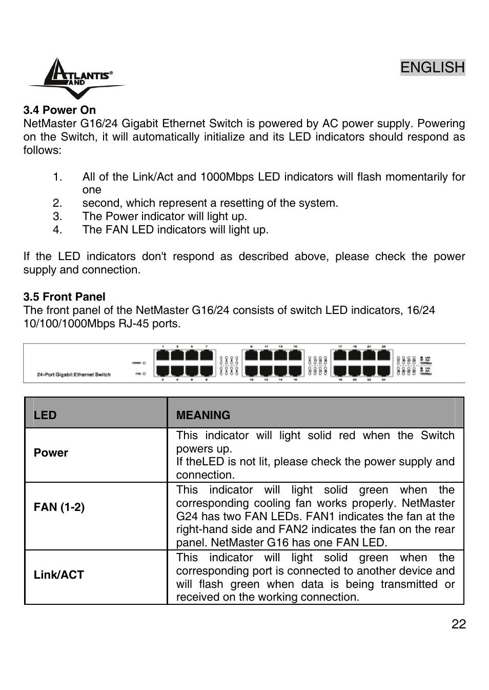 English | Atlantis Land A02-G16 User Manual | Page 21 / 42