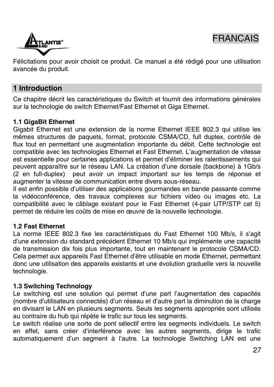 Francais | Atlantis Land A02-G16 User Manual | Page 26 / 42