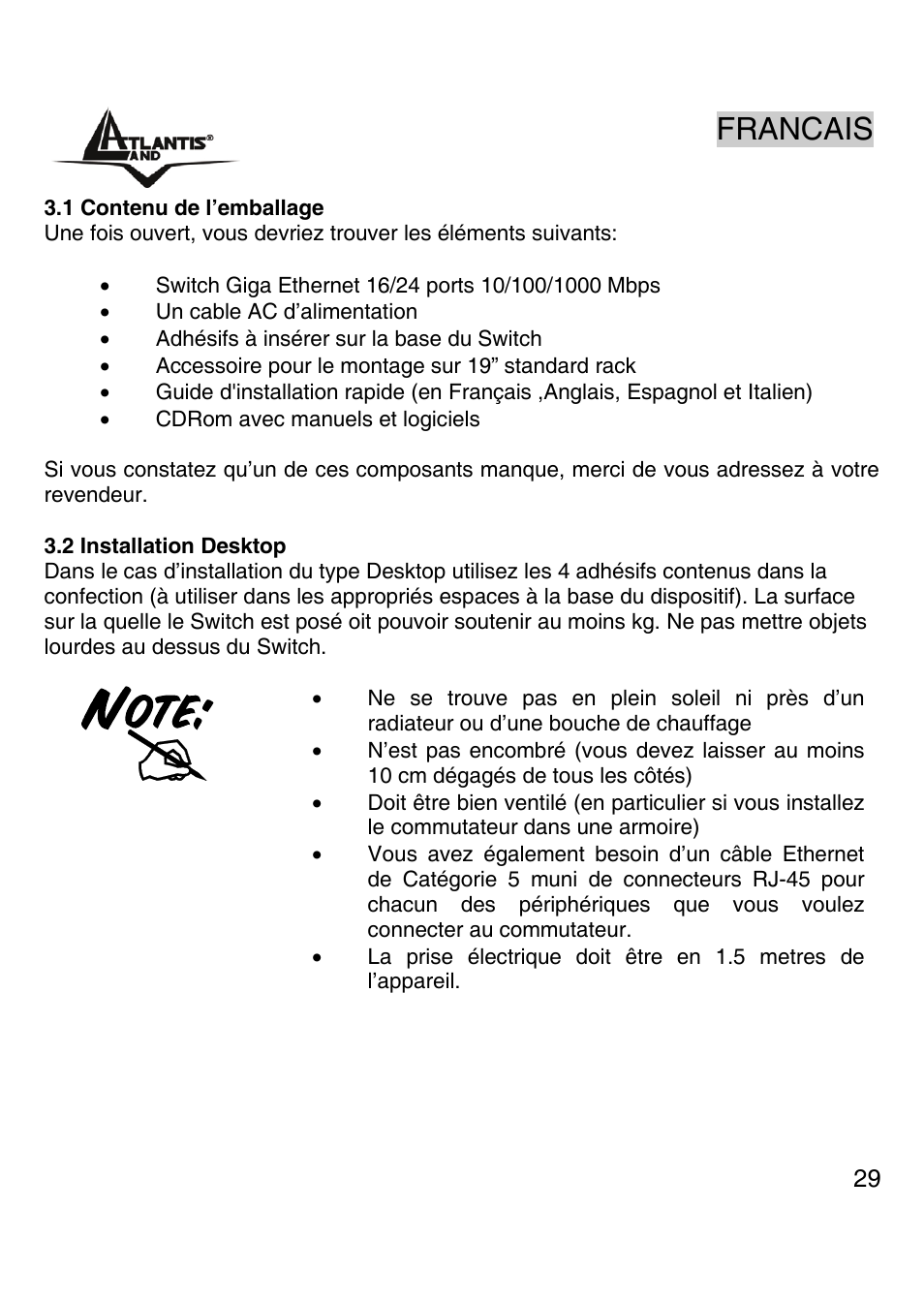 Francais | Atlantis Land A02-G16 User Manual | Page 28 / 42