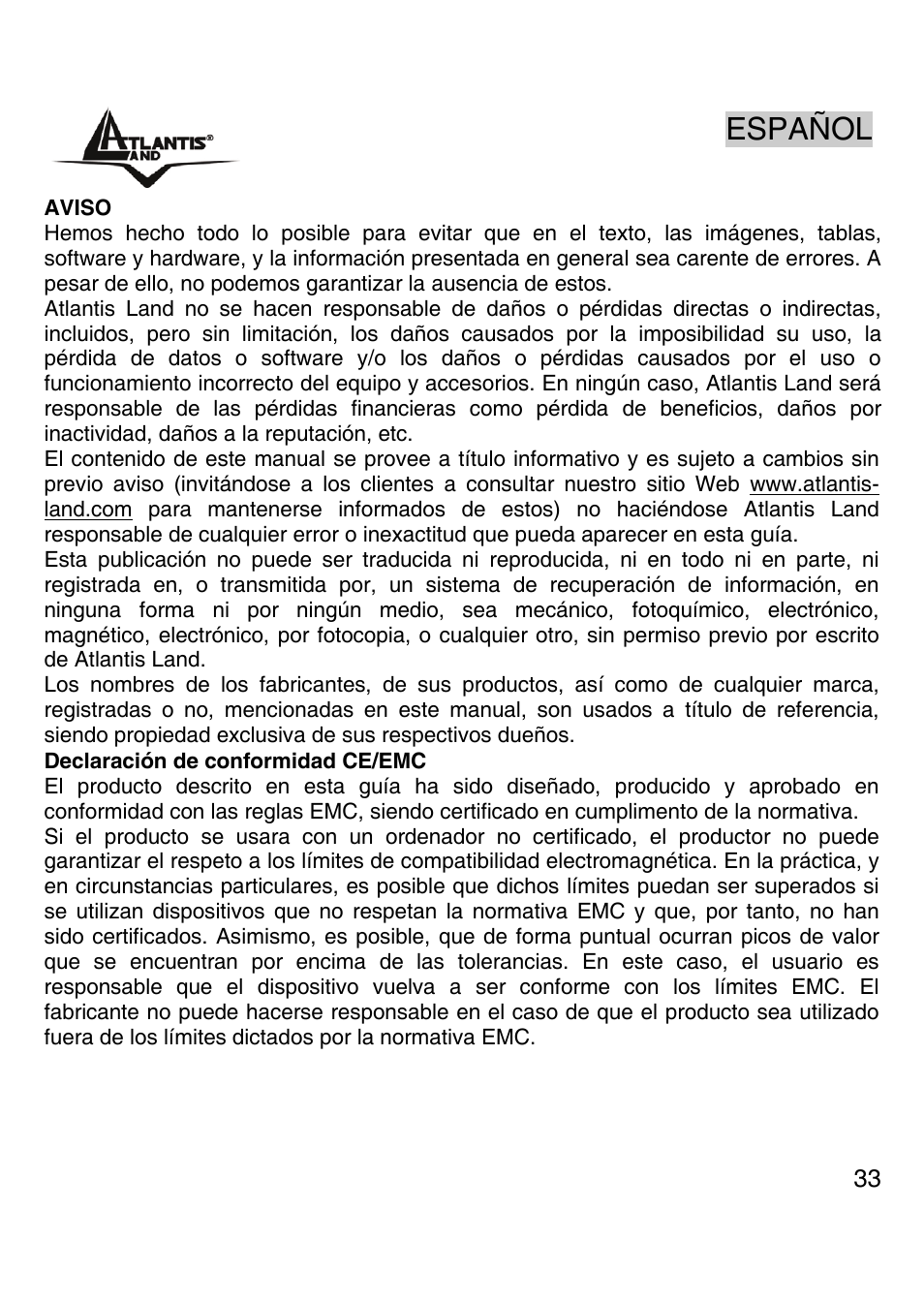 Espanol, Español | Atlantis Land A02-G16 User Manual | Page 32 / 42