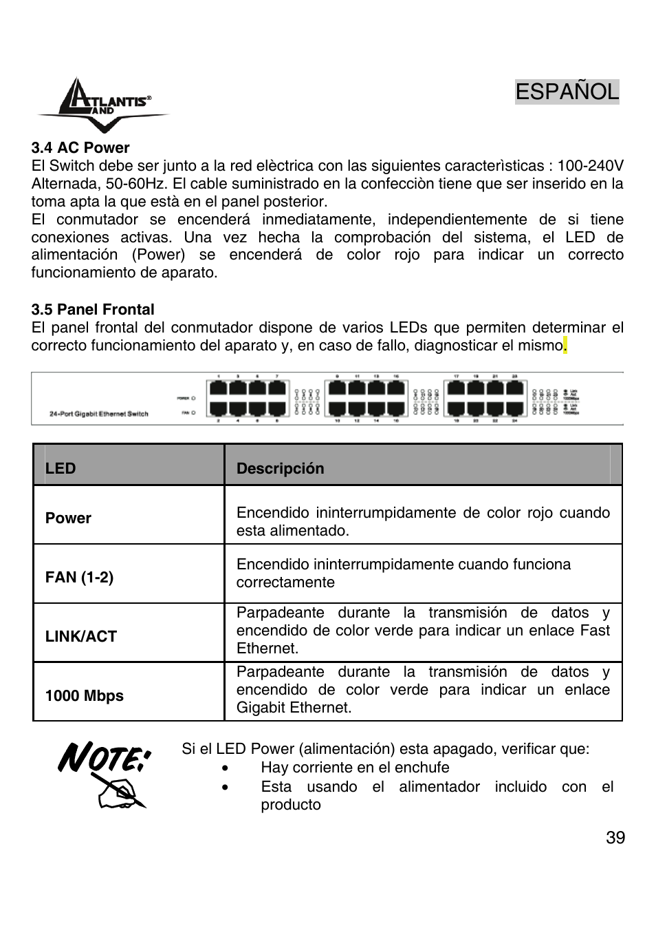 Español | Atlantis Land A02-G16 User Manual | Page 38 / 42