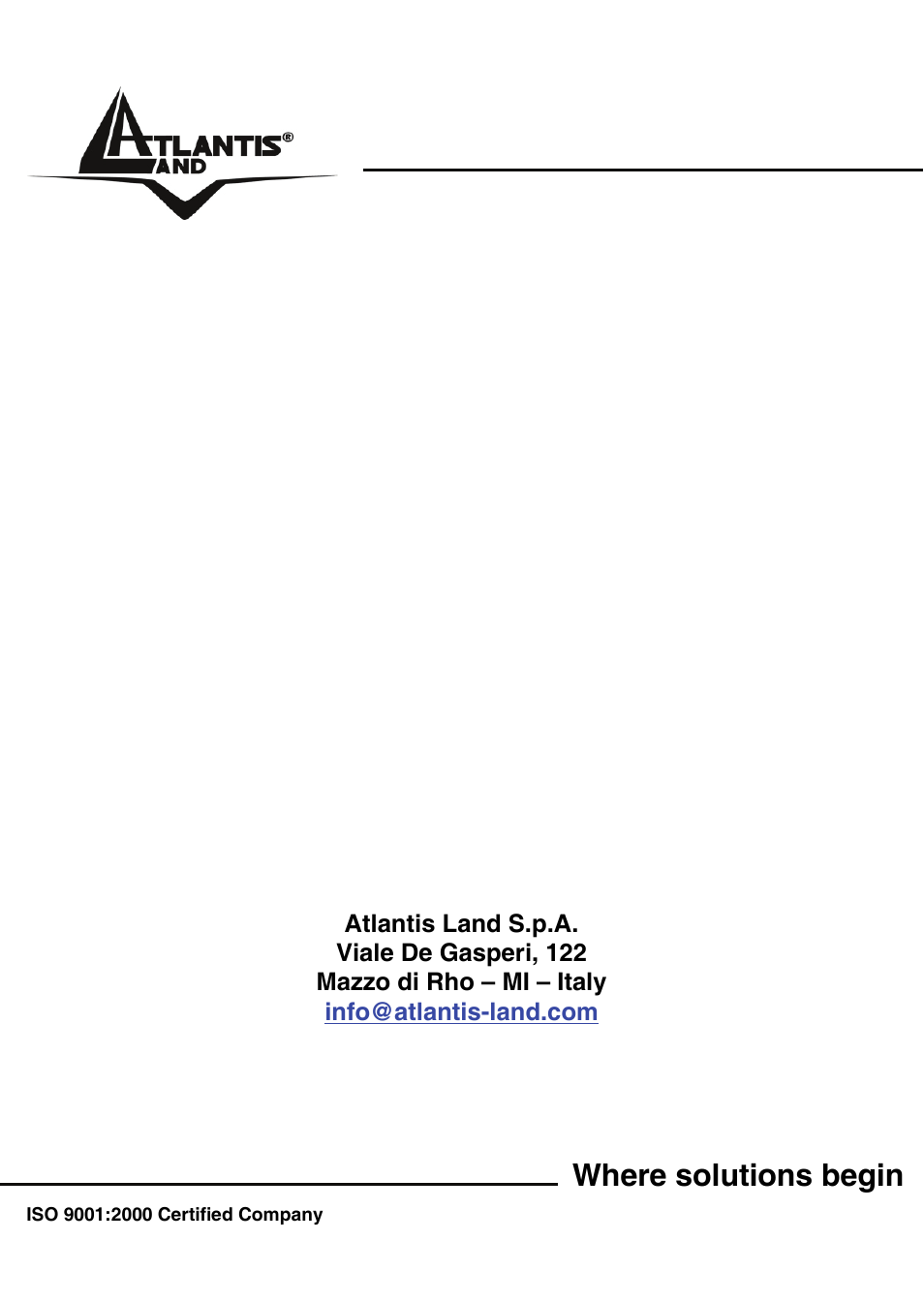 Where solutions begin | Atlantis Land A02-G16 User Manual | Page 42 / 42