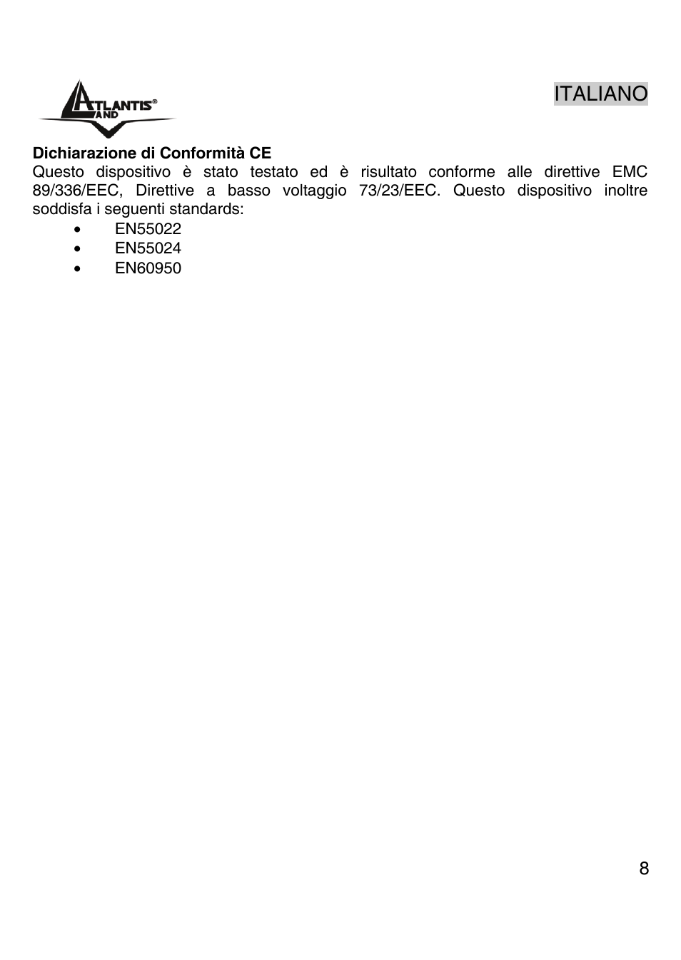 Italiano | Atlantis Land A02-G16 User Manual | Page 7 / 42