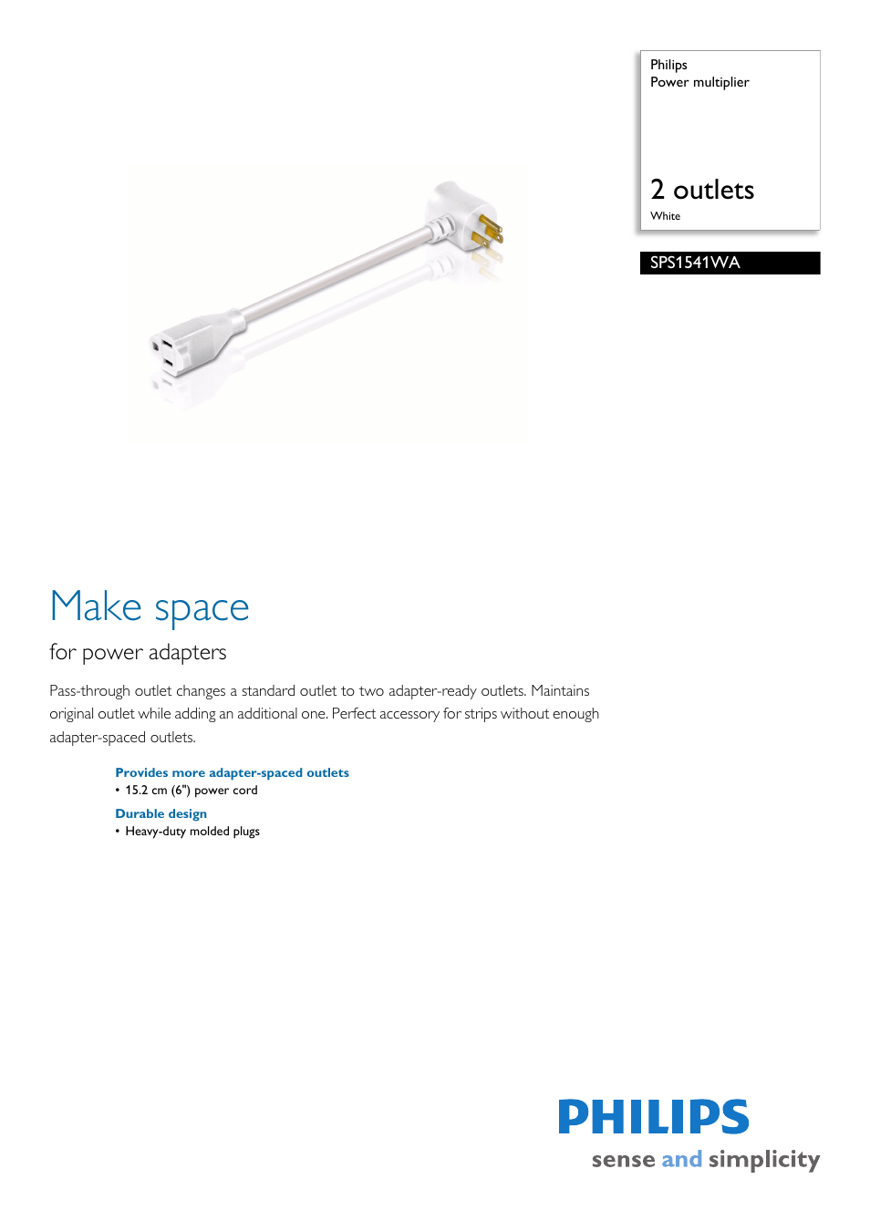 Philips SPS1541WA-17 User Manual | 2 pages