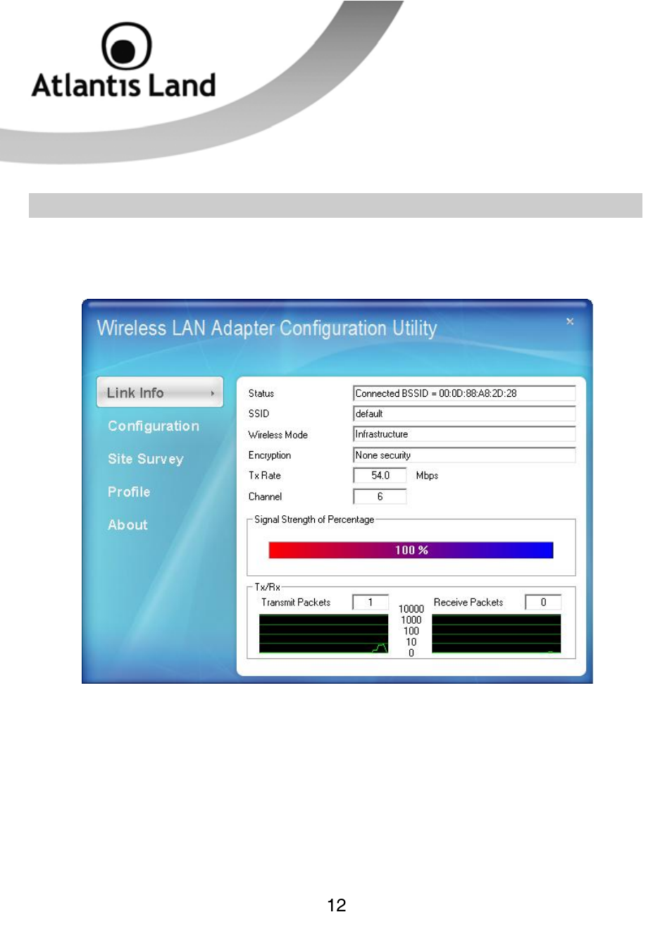 Wireless utility (for windows vista) | Atlantis Land NETFLY PCI 54 User Manual | Page 12 / 31