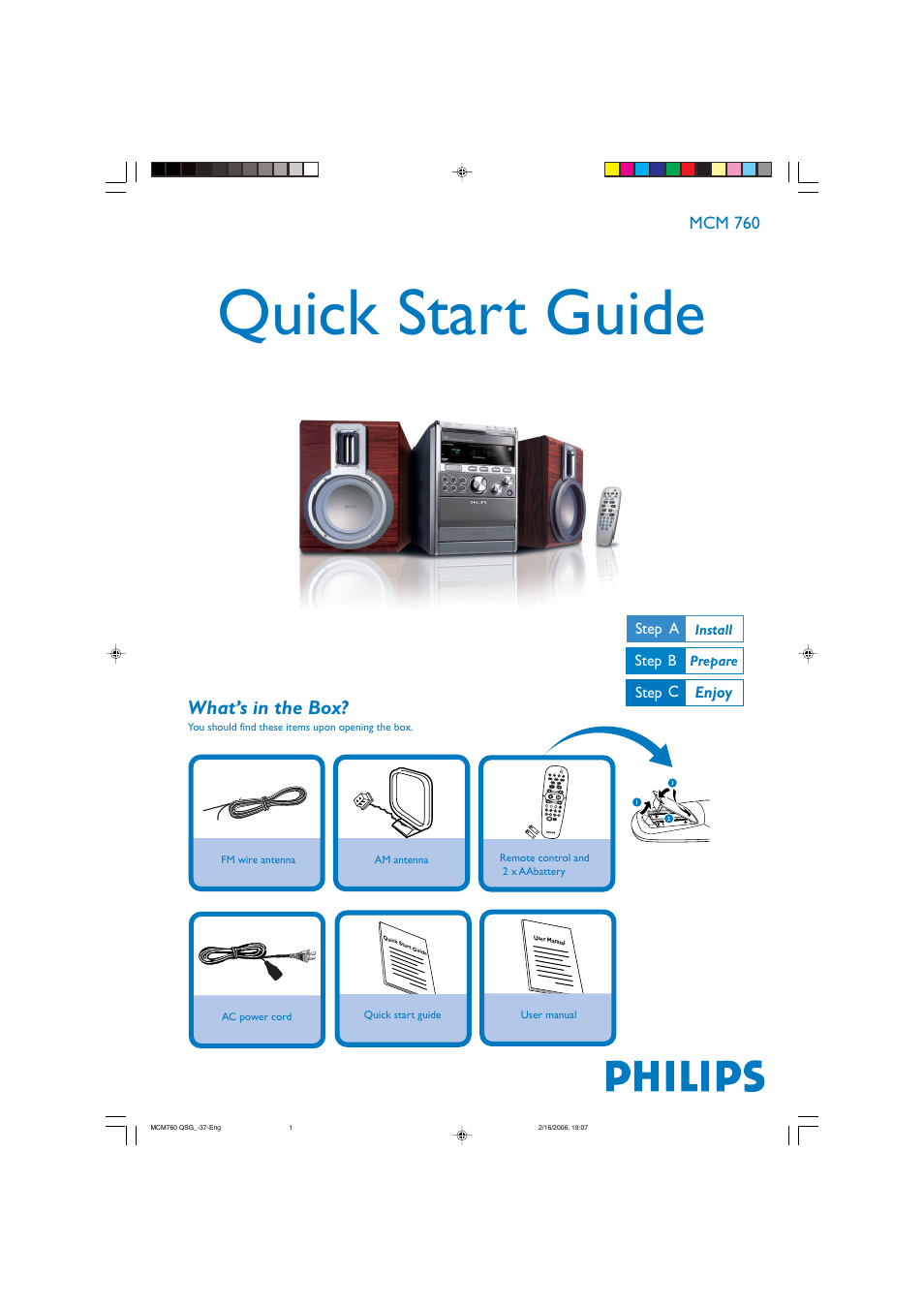 Philips Micro Hi-Fi System MCM760 MP3-WMA-CD playback User Manual | 6 pages