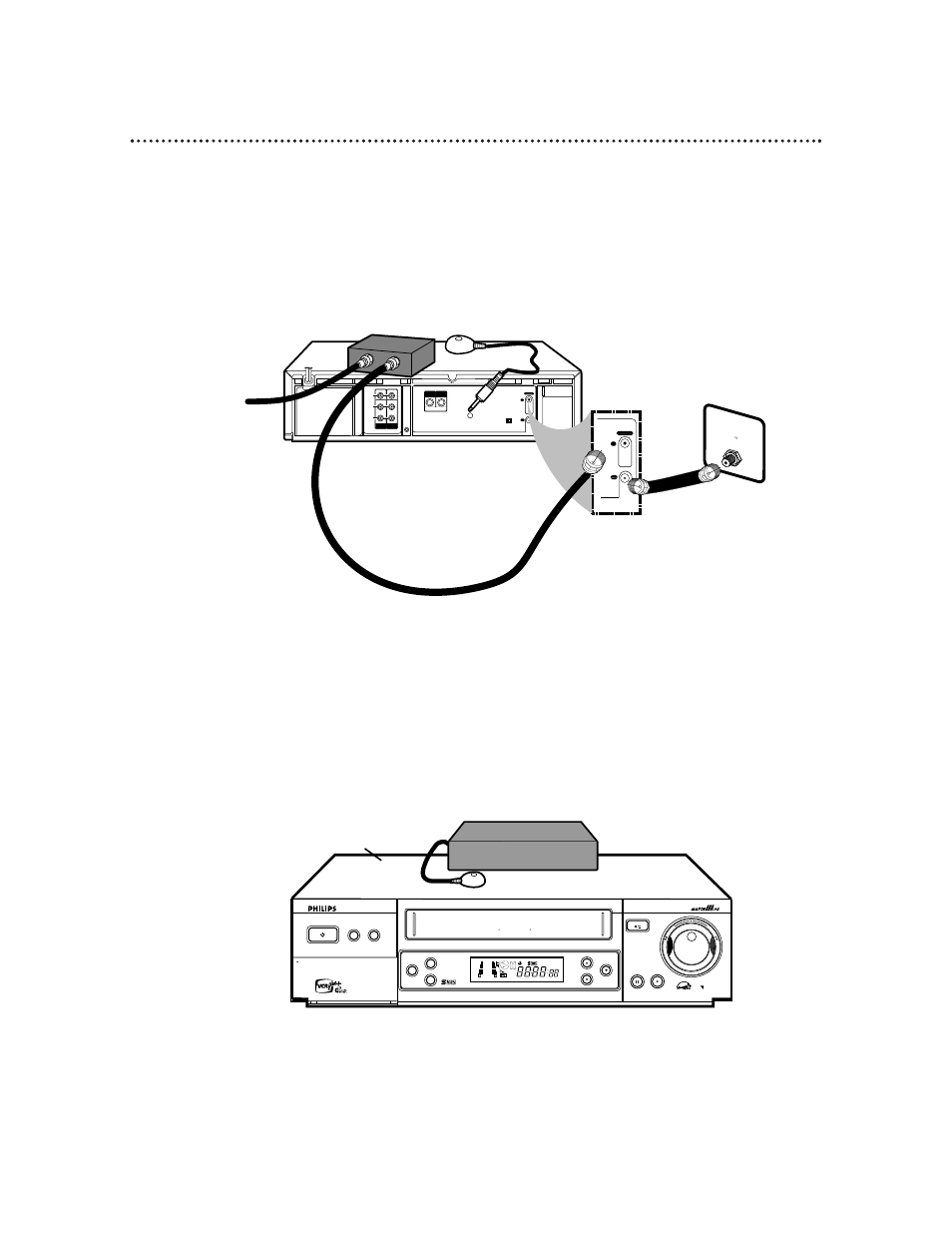 50 connecting the controller, Cable box/dbs controller, Back of tv (example) | Vhf/uhf in | Philips VR1010BP99 User Manual | Page 50 / 83