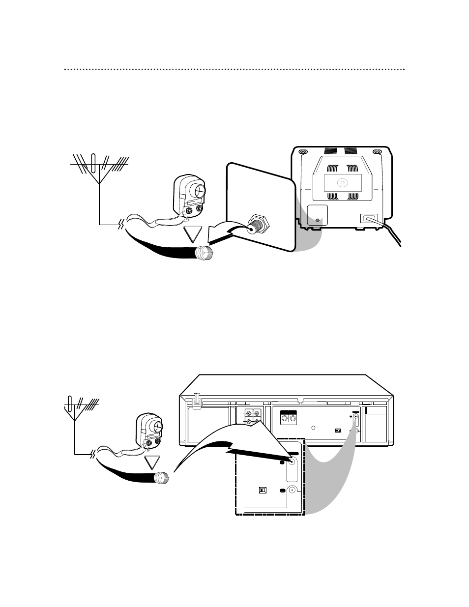 6 hookups without a cable box, Disconnect the antenna or cable from your tv, 75 ω ant / cable | Philips VR1010BP99 User Manual | Page 6 / 83