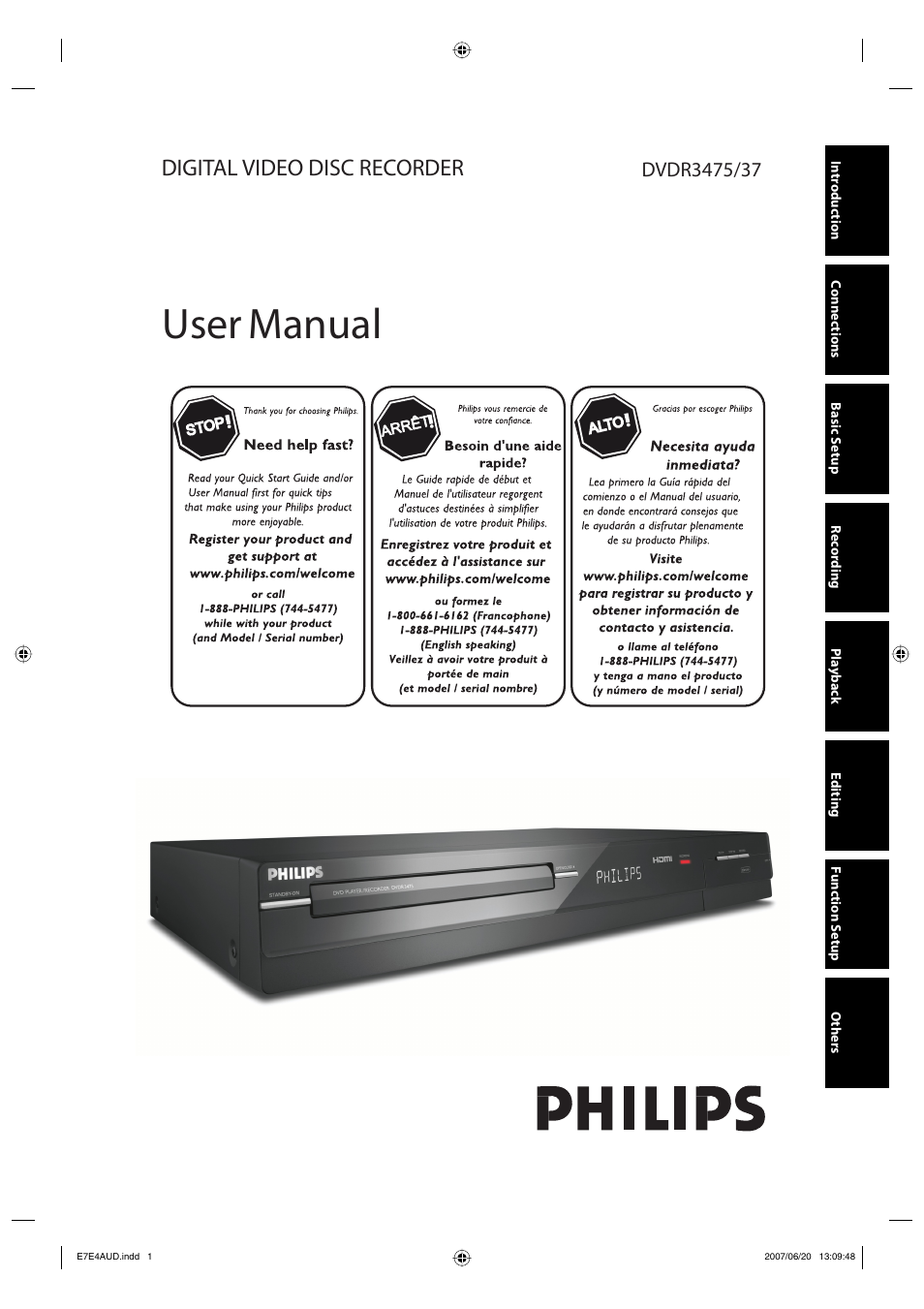 Philips DVDR3475-37 User Manual | 96 pages