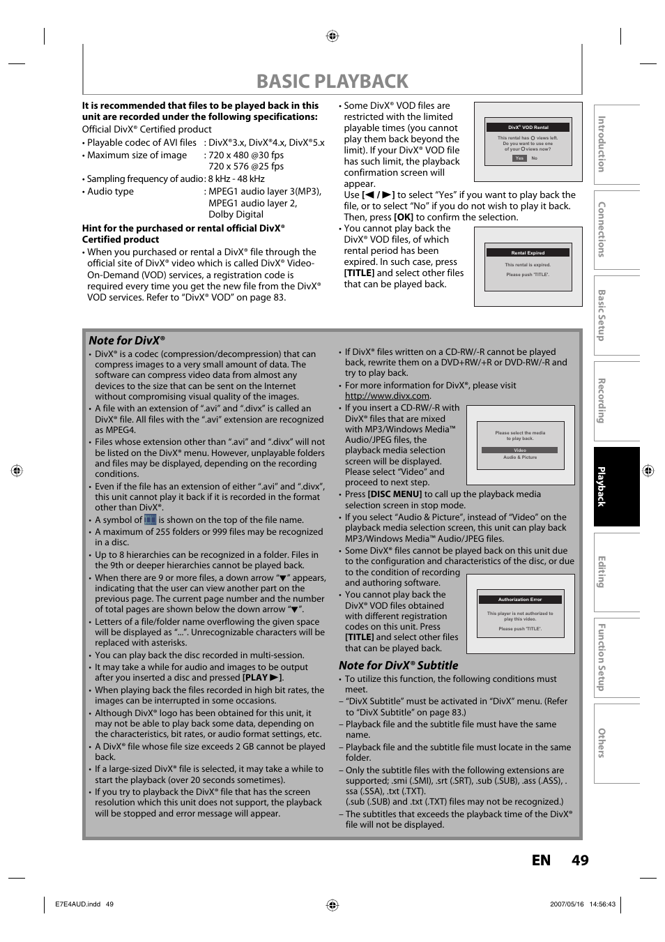 Basic playback, 49 en | Philips DVDR3475-37 User Manual | Page 49 / 96