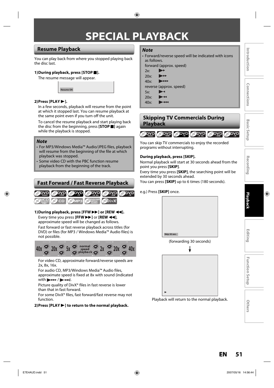 Special playback, 51 en | Philips DVDR3475-37 User Manual | Page 51 / 96