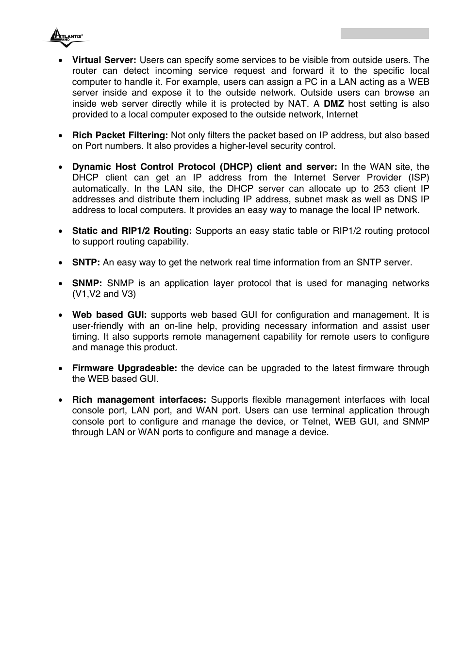 Atlantis Land A02-RA243-W54M_ME01 User Manual | Page 10 / 88